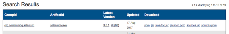 Maven search Selenium Java